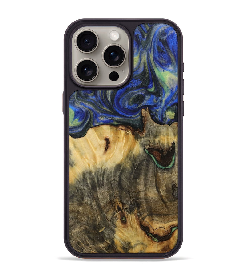 iPhone 15 Pro Max Wood Phone Case - Jesenia (Blue, 731343)