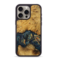 iPhone 15 Pro Max Wood Phone Case - Allyssa (Teal & Gold, 731344)