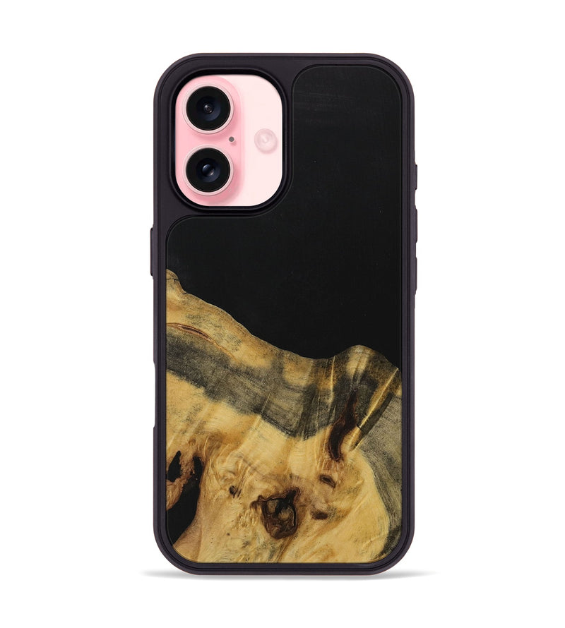 iPhone 16 Wood Phone Case - Kristan (Pure Black, 731365)