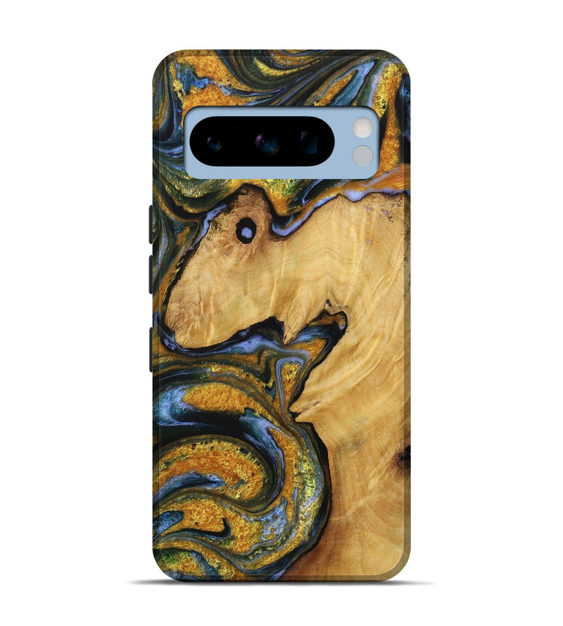 Pixel 8 Pro Wood Live Edge Phone Case - Jana (Teal & Gold, 731371)