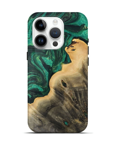 iPhone 15 Pro Wood Live Edge Phone Case - Flossie (Green, 731372)