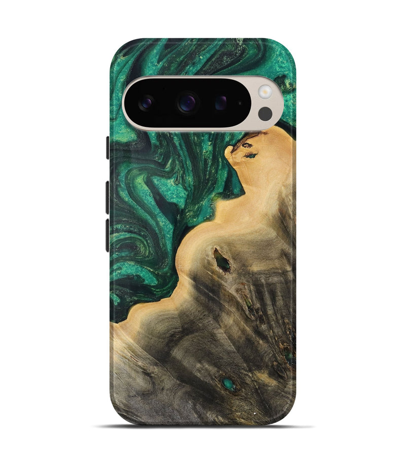 Pixel 9 Wood Live Edge Phone Case - Flossie (Green, 731372)