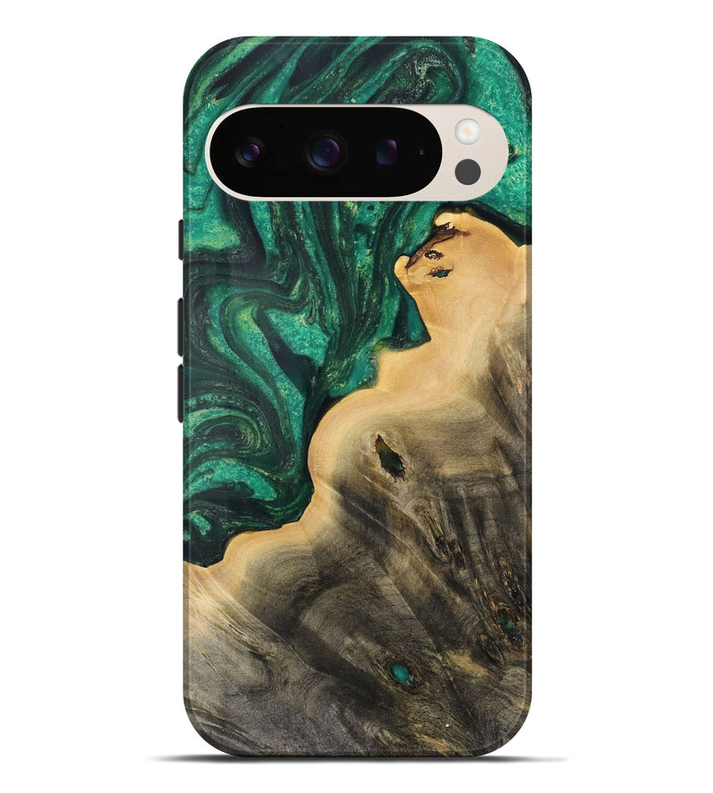 Pixel 9 Pro XL Wood Live Edge Phone Case - Flossie (Green, 731372)