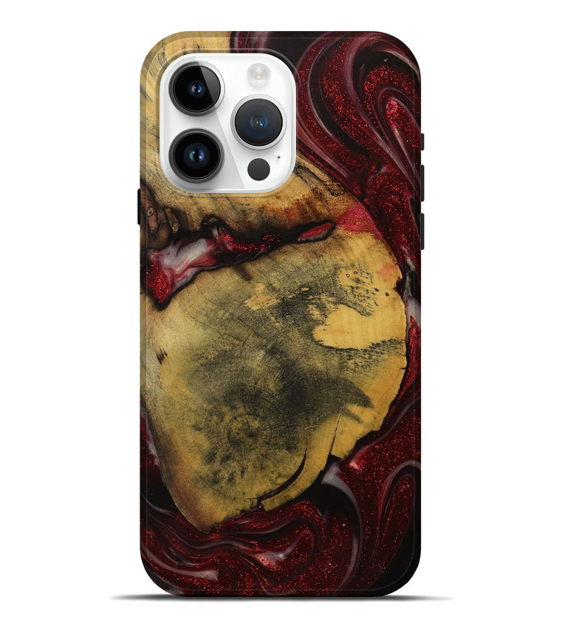 iPhone 15 Pro Max Wood Live Edge Phone Case - Roselia (Red, 731385)