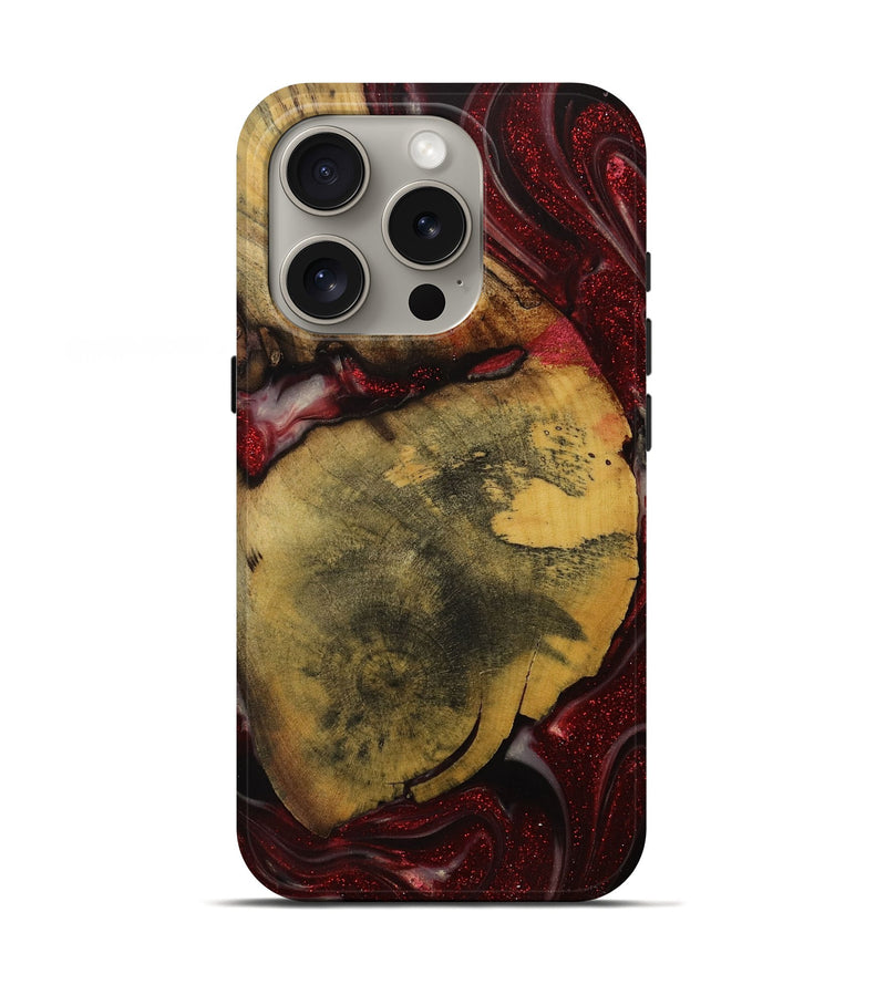 iPhone 16 Pro Wood Live Edge Phone Case - Roselia (Red, 731385)