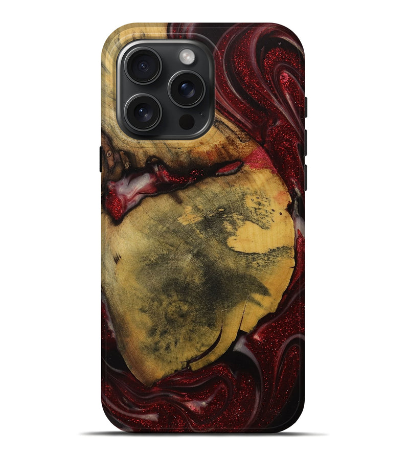 iPhone 16 Pro Max Wood Live Edge Phone Case - Roselia (Red, 731385)