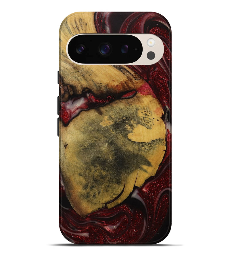 Pixel 9 Pro XL Wood Live Edge Phone Case - Roselia (Red, 731385)