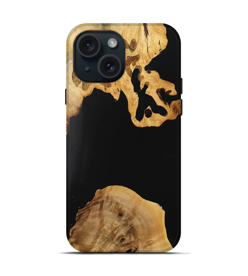 iPhone 15 Wood Live Edge Phone Case - Edgardo (Pure Black, 731386)