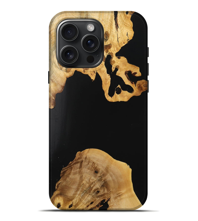 iPhone 16 Pro Max Wood Live Edge Phone Case - Edgardo (Pure Black, 731386)