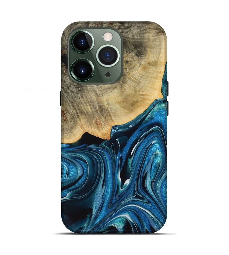 iPhone 13 Pro Wood Live Edge Phone Case - Bihari (Blue, 731388)