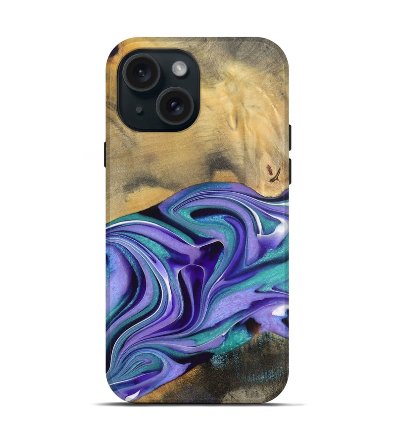 iPhone 15 Wood Live Edge Phone Case - Kentaro (Purple, 731392)