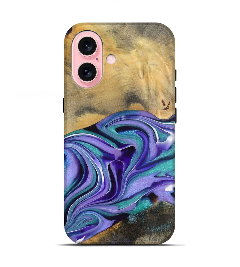 iPhone 16 Wood Live Edge Phone Case - Kentaro (Purple, 731392)