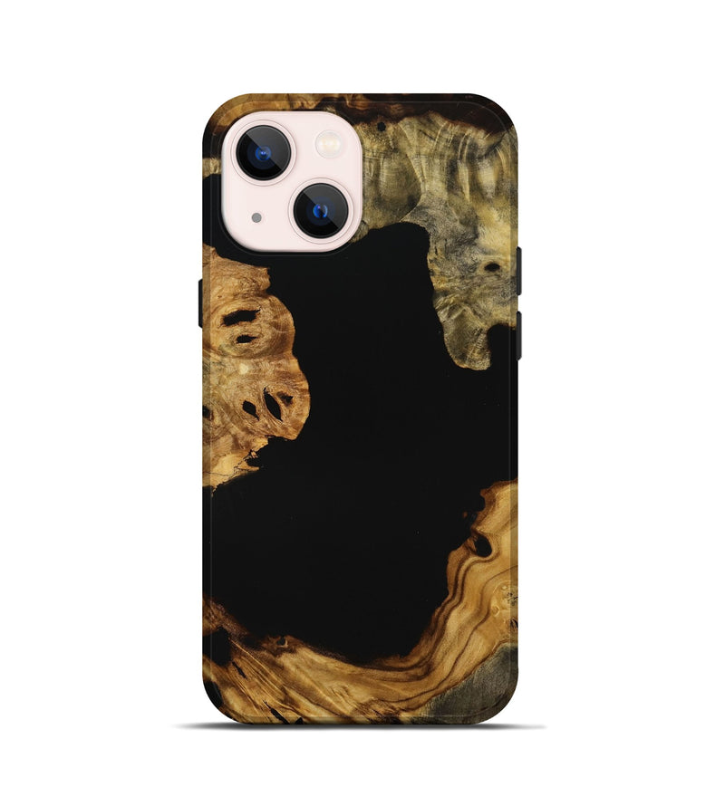 iPhone 13 mini Wood Live Edge Phone Case - Jaylynn (Pure Black, 731393)