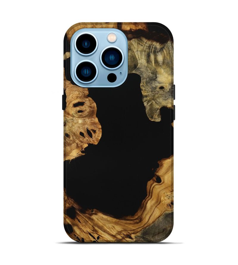 iPhone 14 Pro Wood Live Edge Phone Case - Jaylynn (Pure Black, 731393)