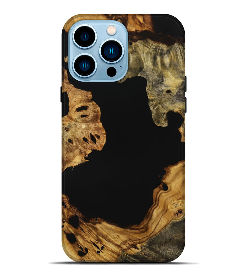 iPhone 14 Pro Max Wood Live Edge Phone Case - Jaylynn (Pure Black, 731393)