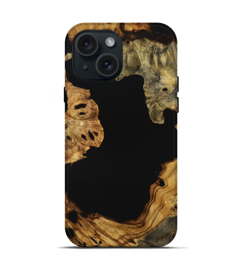 iPhone 15 Wood Live Edge Phone Case - Jaylynn (Pure Black, 731393)