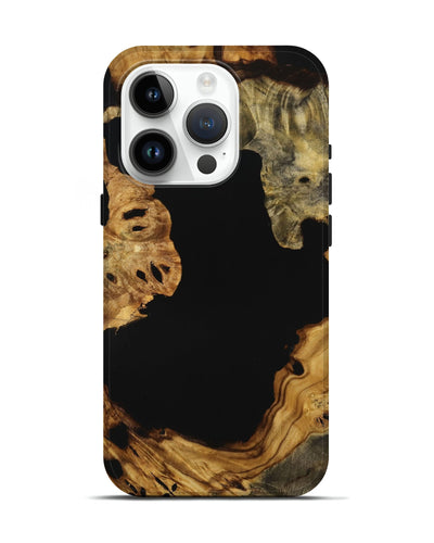 iPhone 15 Pro Wood Live Edge Phone Case - Jaylynn (Pure Black, 731393)