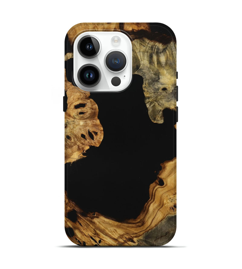 iPhone 15 Pro Wood Live Edge Phone Case - Jaylynn (Pure Black, 731393)