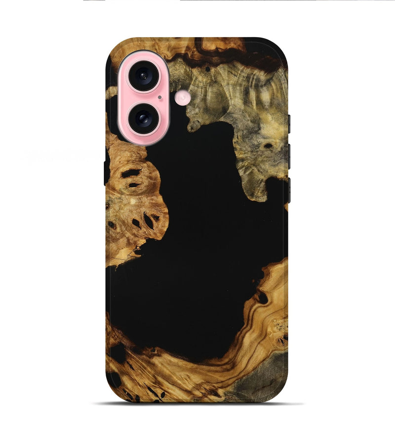 iPhone 16 Wood Live Edge Phone Case - Jaylynn (Pure Black, 731393)