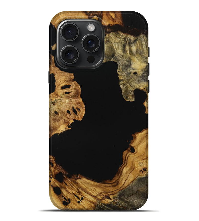 iPhone 16 Pro Max Wood Live Edge Phone Case - Jaylynn (Pure Black, 731393)