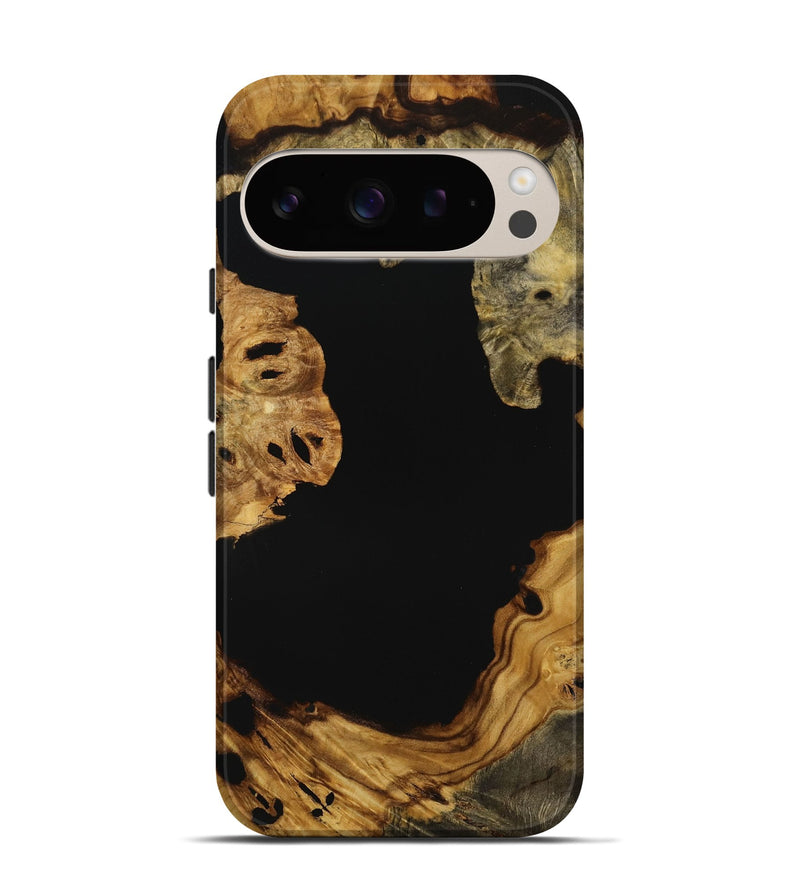 Pixel 9 Pro Wood Live Edge Phone Case - Jaylynn (Pure Black, 731393)