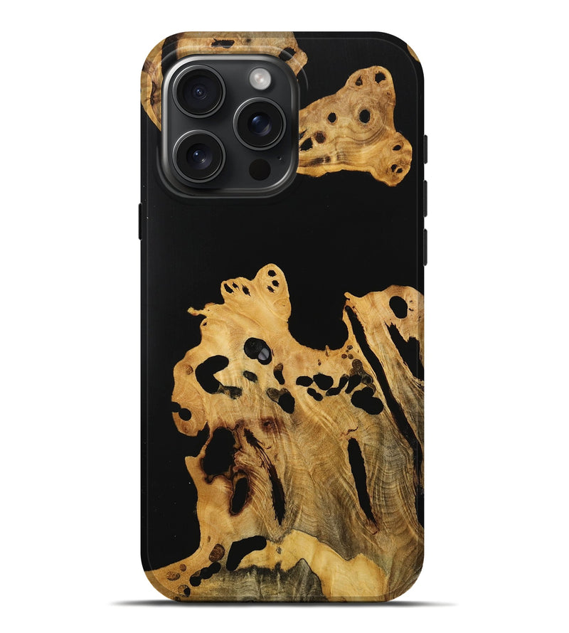 iPhone 16 Pro Max Wood Live Edge Phone Case - Dudley (Pure Black, 731395)