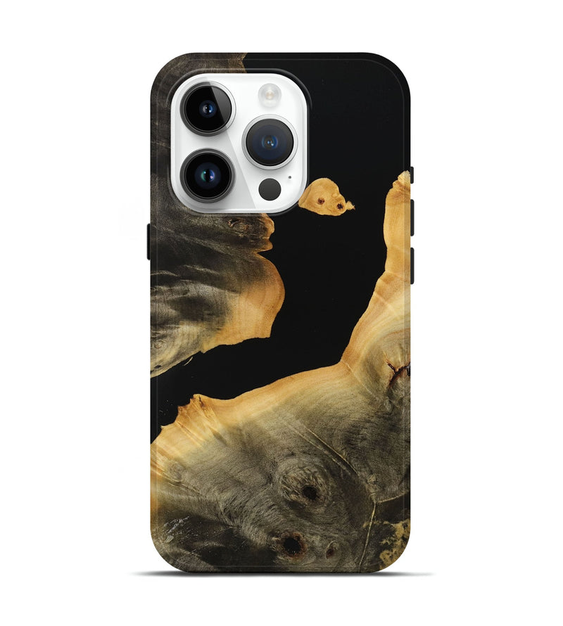 iPhone 15 Pro Wood Live Edge Phone Case - Sabra (Pure Black, 731398)