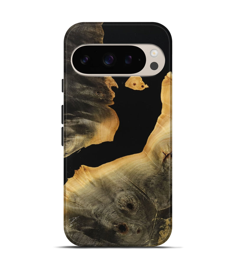 Pixel 9 Wood Live Edge Phone Case - Sabra (Pure Black, 731398)