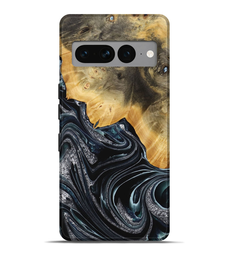 Pixel 7 Pro Wood Live Edge Phone Case - Shouli (Blue, 731403)