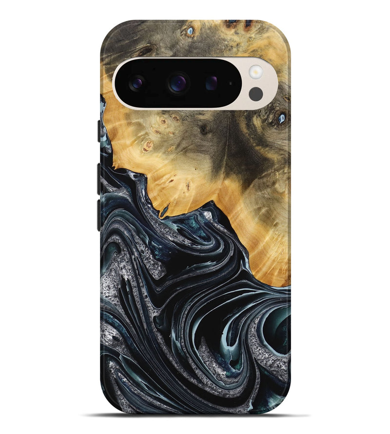 Pixel 9 Pro XL Wood Live Edge Phone Case - Shouli (Blue, 731403)