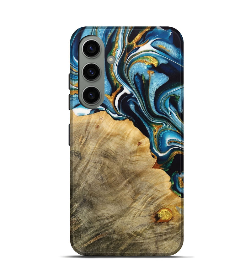 Galaxy S24 Wood Live Edge Phone Case - Shyanne (Teal & Gold, 731404)