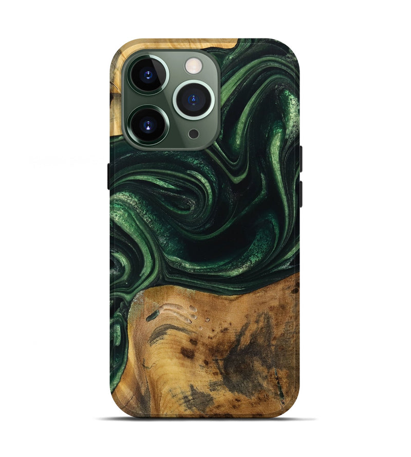 iPhone 13 Pro Wood Live Edge Phone Case - Nert (Green, 731406)