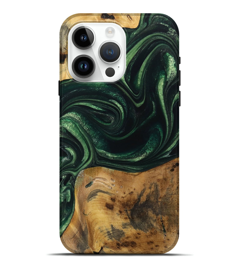 iPhone 15 Pro Max Wood Live Edge Phone Case - Nert (Green, 731406)