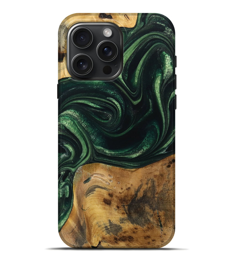 iPhone 16 Pro Max Wood Live Edge Phone Case - Nert (Green, 731406)