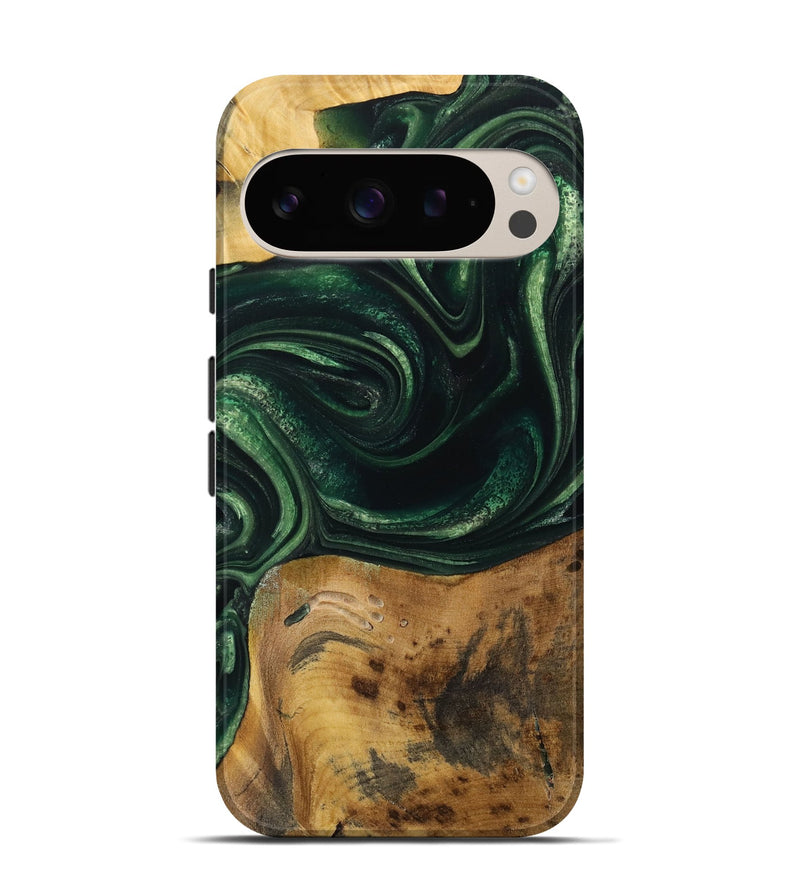 Pixel 9 Wood Live Edge Phone Case - Nert (Green, 731406)