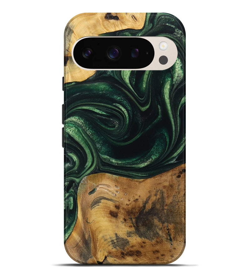 Pixel 9 Pro XL Wood Live Edge Phone Case - Nert (Green, 731406)