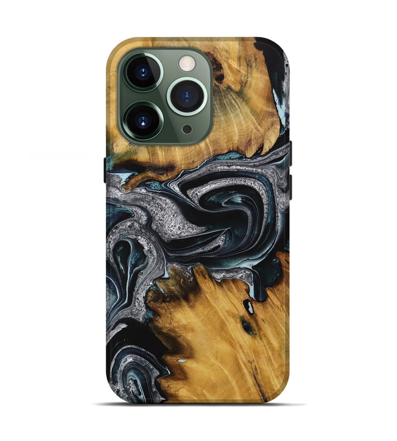 iPhone 13 Pro Wood Live Edge Phone Case - Keshaun (Blue, 731407)