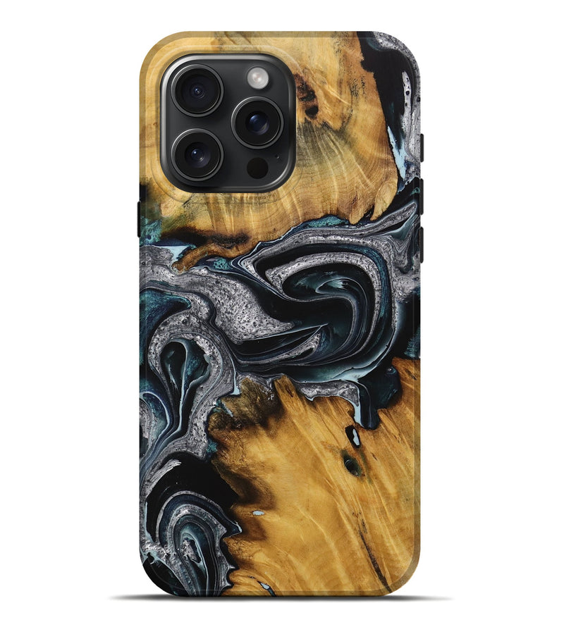 iPhone 16 Pro Max Wood Live Edge Phone Case - Keshaun (Blue, 731407)