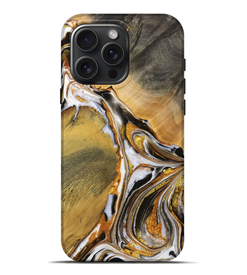 iPhone 16 Pro Max Wood Live Edge Phone Case - Pierce (Black & White, 731413)