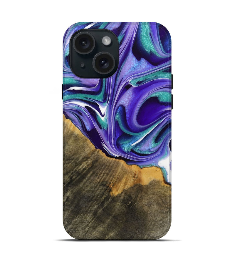 iPhone 15 Wood Live Edge Phone Case - Jeromy (Purple, 731414)