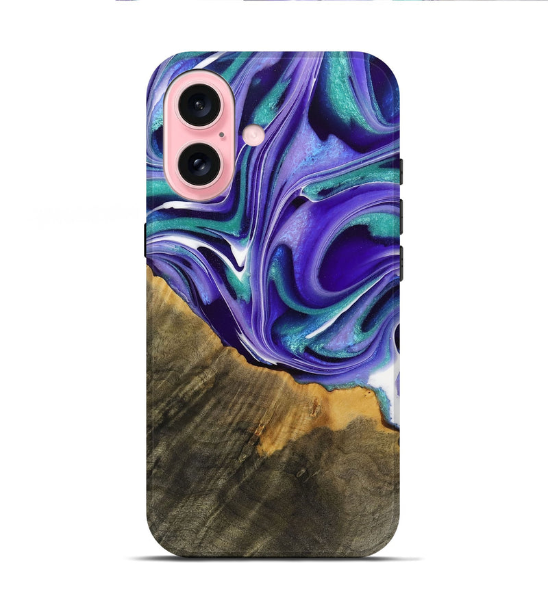 iPhone 16 Wood Live Edge Phone Case - Jeromy (Purple, 731414)