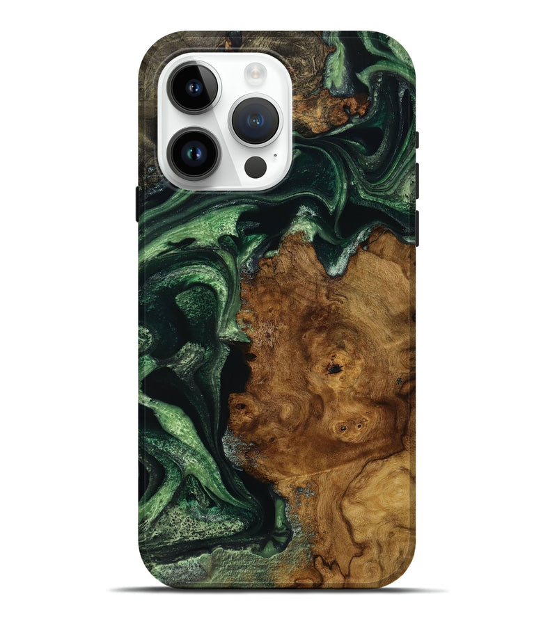 iPhone 15 Pro Max Wood Live Edge Phone Case - Festus (Green, 731415)