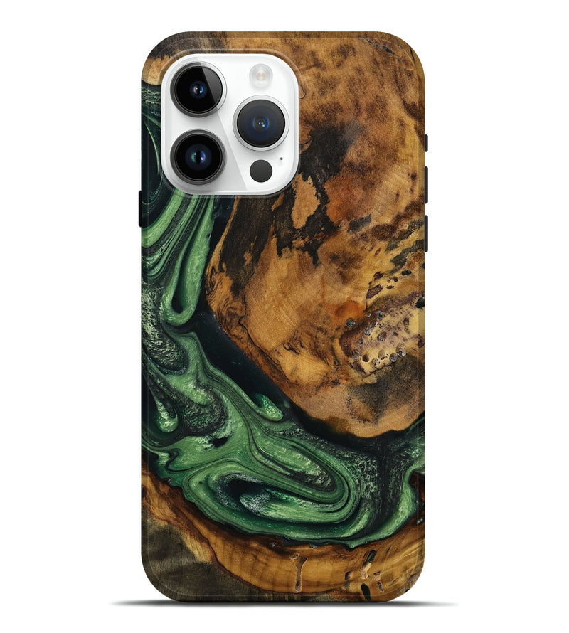 iPhone 15 Pro Max Wood Live Edge Phone Case - Jacinta (Green, 731418)