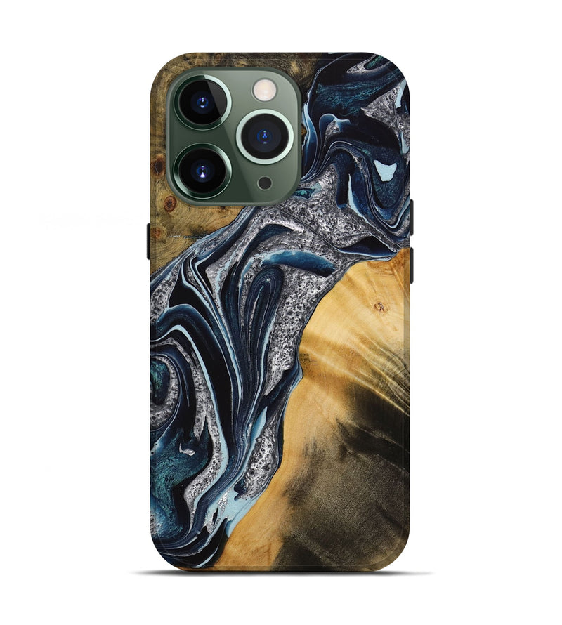 iPhone 13 Pro Wood Live Edge Phone Case - Nariko (Blue, 731420)