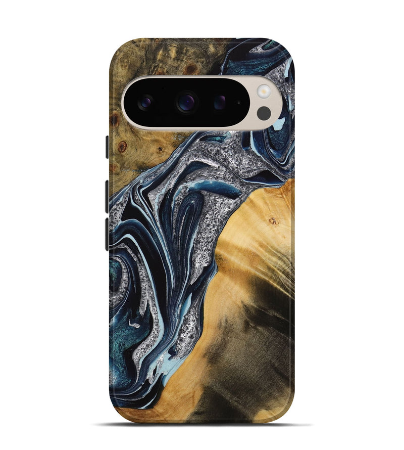 Pixel 9 Wood Live Edge Phone Case - Nariko (Blue, 731420)