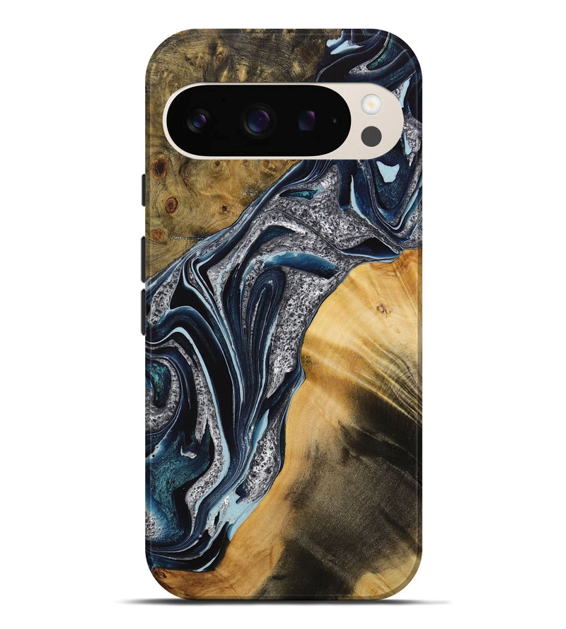 Pixel 9 Pro XL Wood Live Edge Phone Case - Nariko (Blue, 731420)