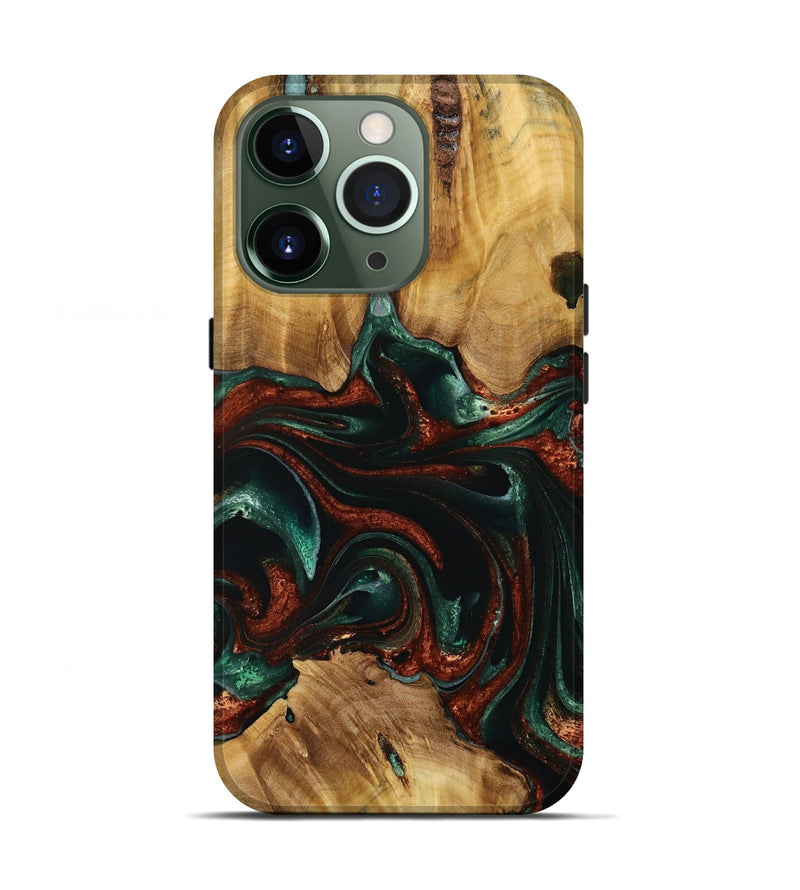 iPhone 13 Pro Wood Live Edge Phone Case - Roselia (Green, 731423)