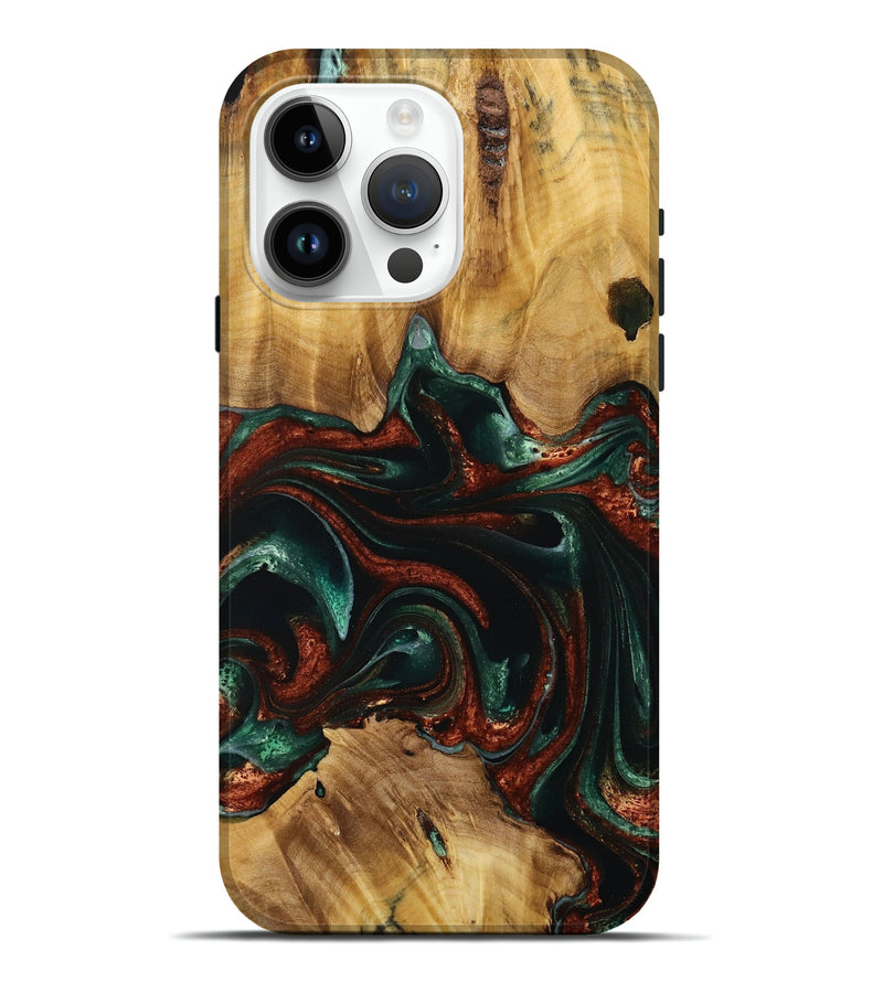 iPhone 15 Pro Max Wood Live Edge Phone Case - Roselia (Green, 731423)