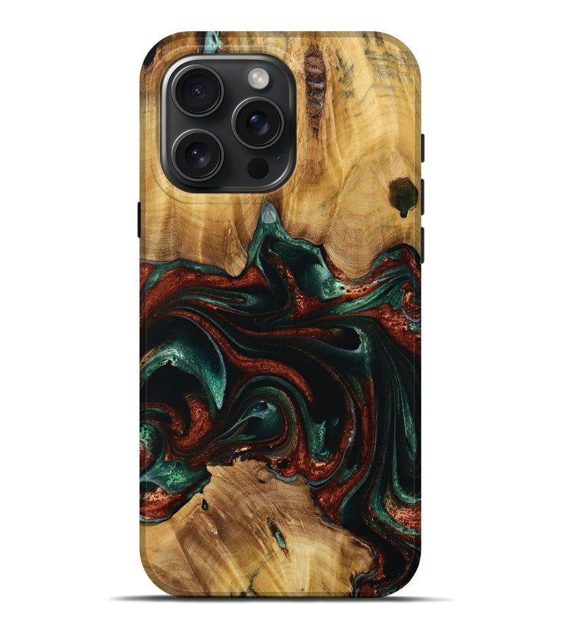 iPhone 16 Pro Max Wood Live Edge Phone Case - Roselia (Green, 731423)