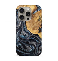 iPhone 16 Pro Wood Live Edge Phone Case - Dael (Blue, 731425)